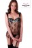 Noční krajková košilka s podvazky Beige Bra - Černá
